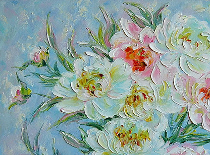 Oil painting Peony Flowers