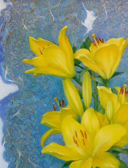 Oil painting Yellow lilies Vasily Korkishko