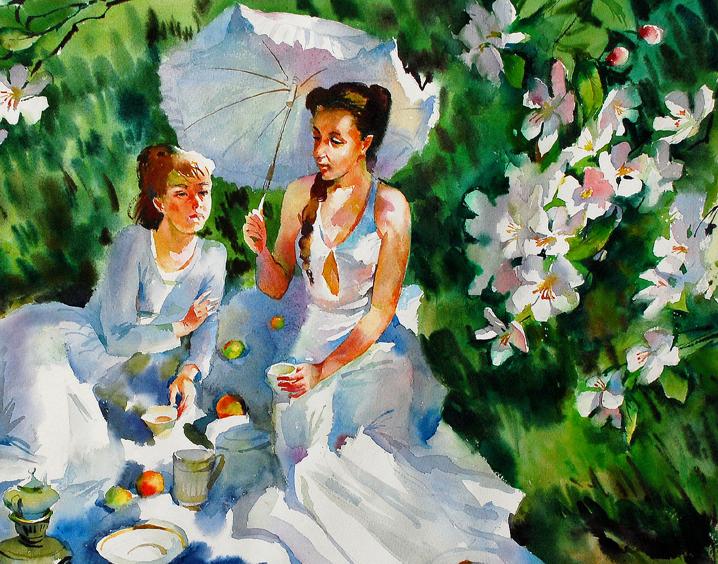 Watercolor painting Picnic Egor Shvachunov