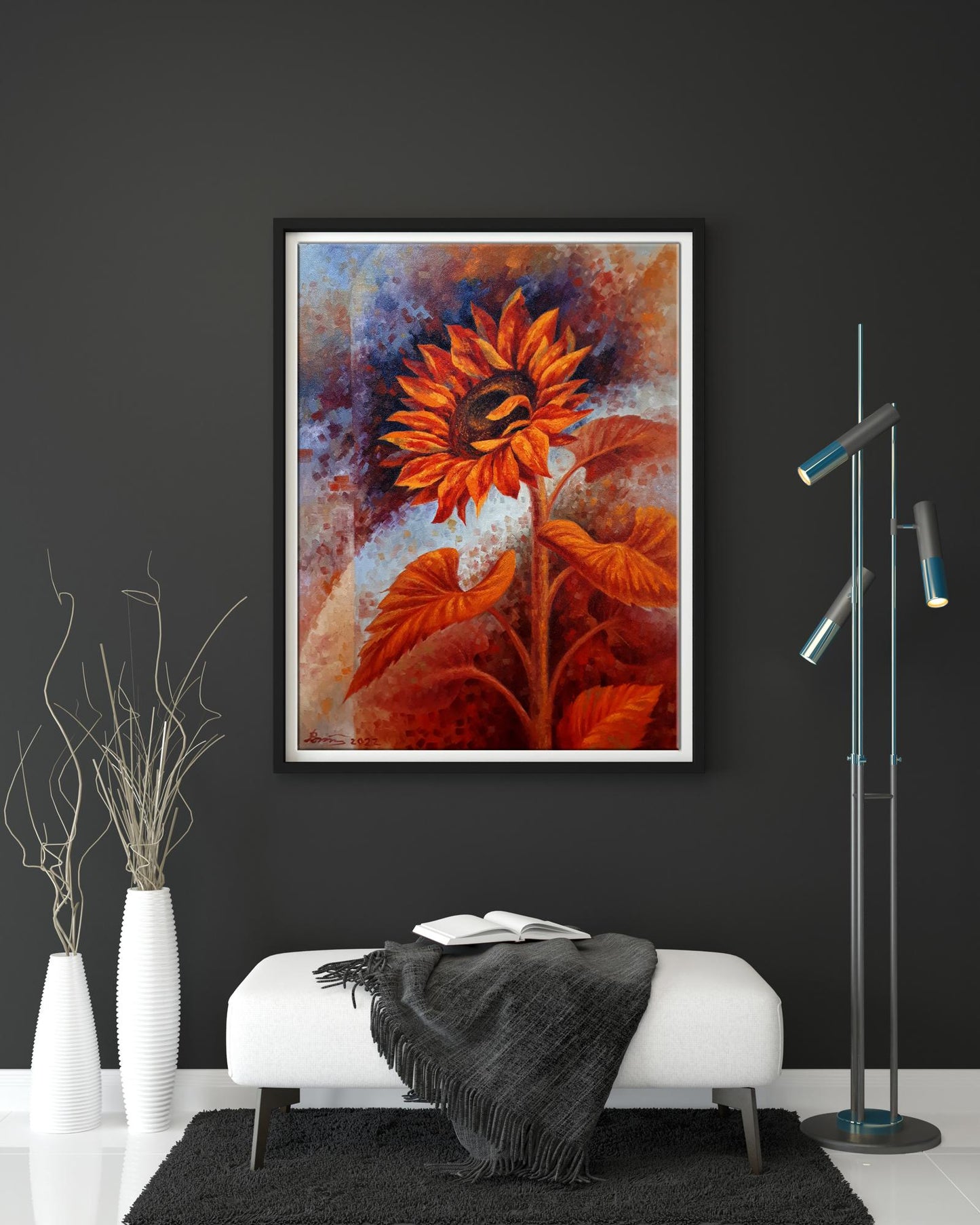 Oil painting Sunflowers in orange Sergey Voichenko