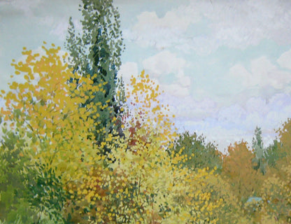Watercolor painting Kamyanka River Savenets Valery