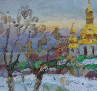 Winter in the Lavra: an oil painting by Vyacheslav Pereta