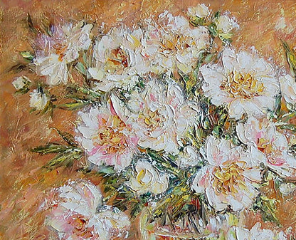 Oil painting Peonies Flower still life  