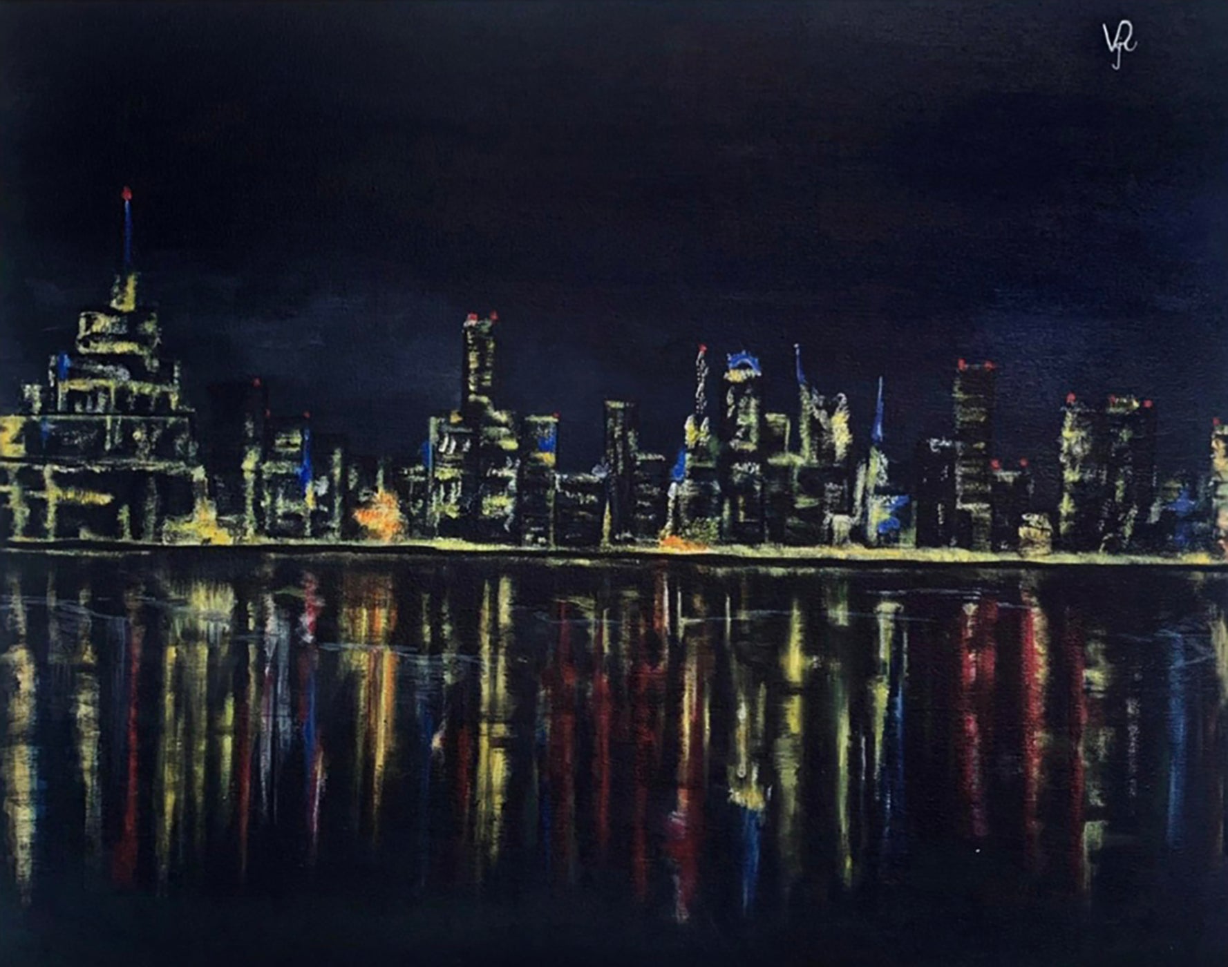 Acrylic painting Night City