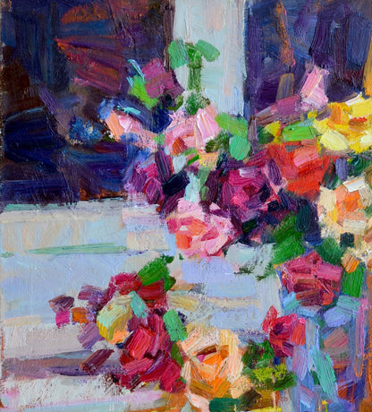 Roses by the Window: an oil painting by Vyacheslav Pereta