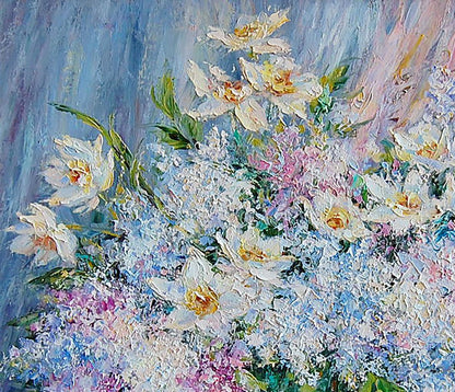 Artim Olga's oil painting captures the vibrancy of a spring bouquet