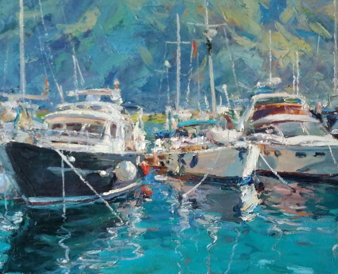 Oil painting Morning dock Alexander Nikolaevich Cherednichenko