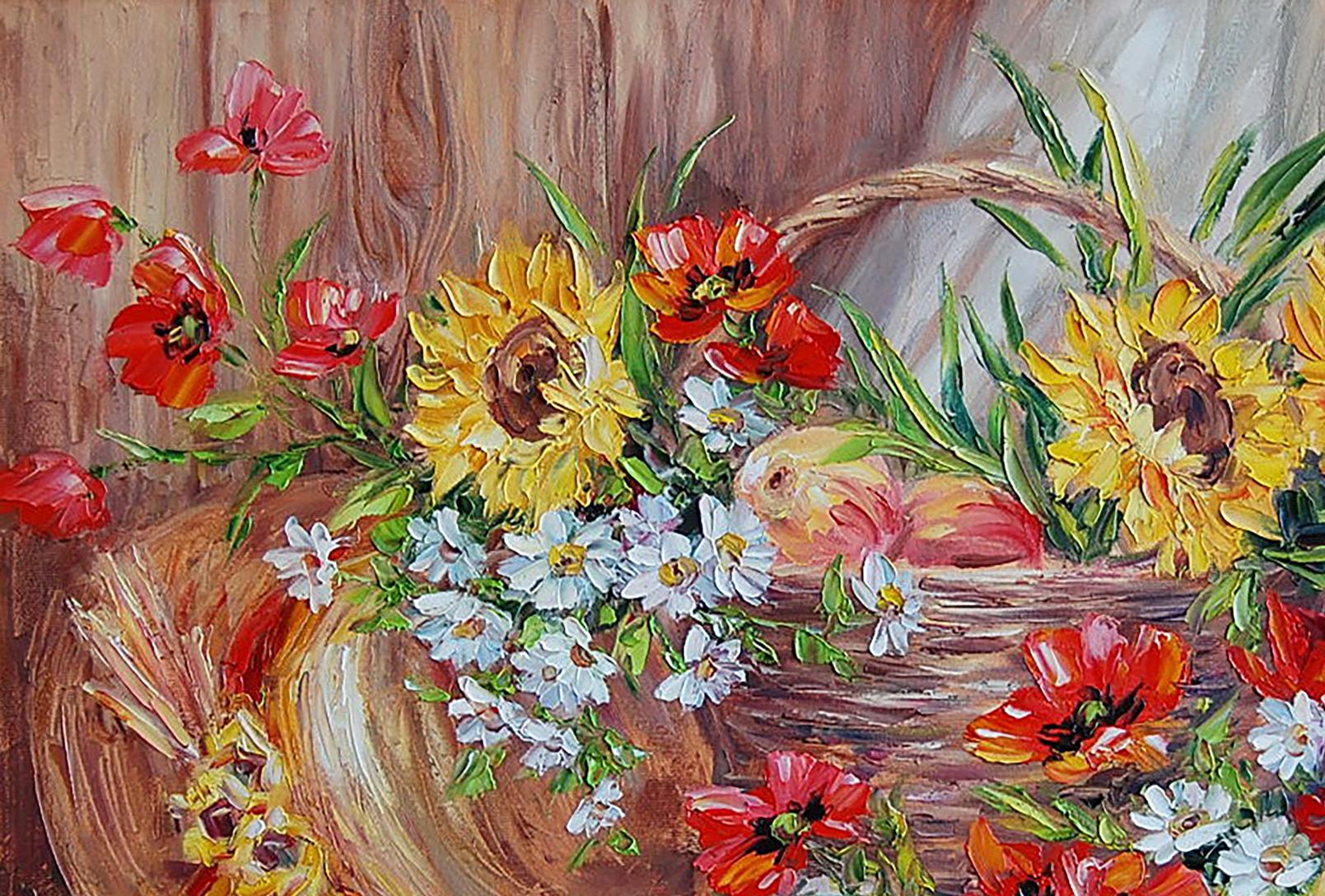 Oil painting Flowers still life  