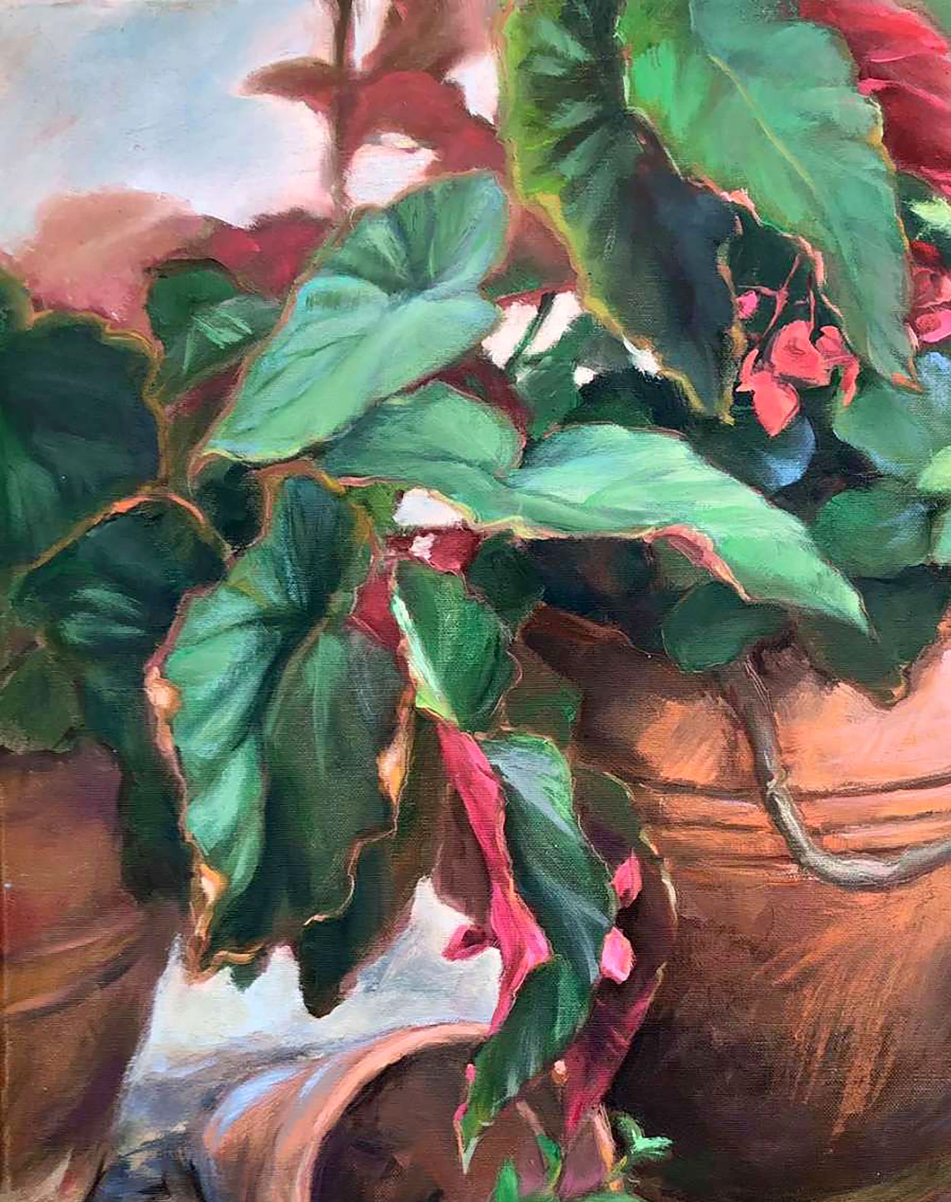 Oil painting Begonia Flowers Osnach Olesia