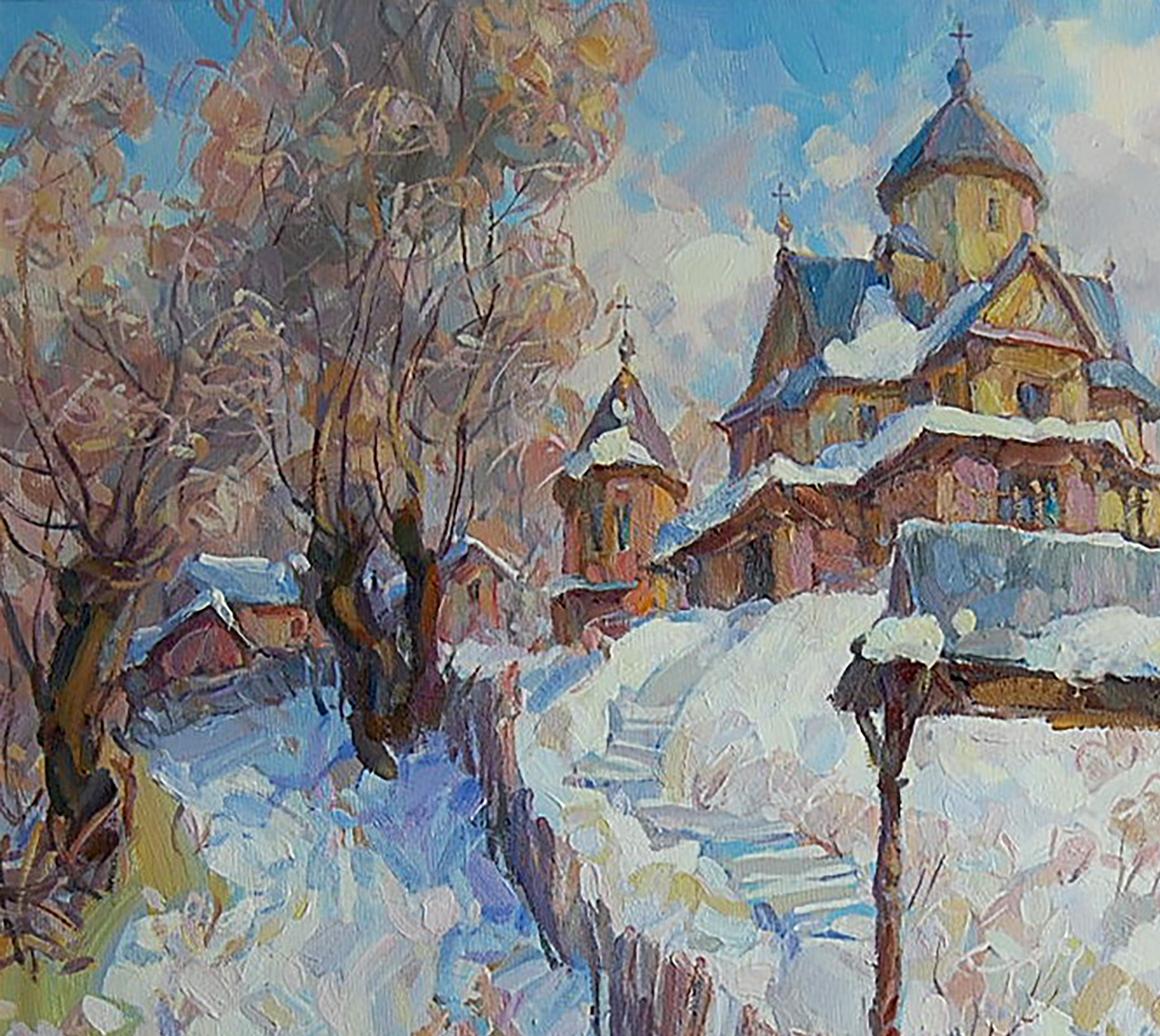 Oil painting Temple Orthodox Church