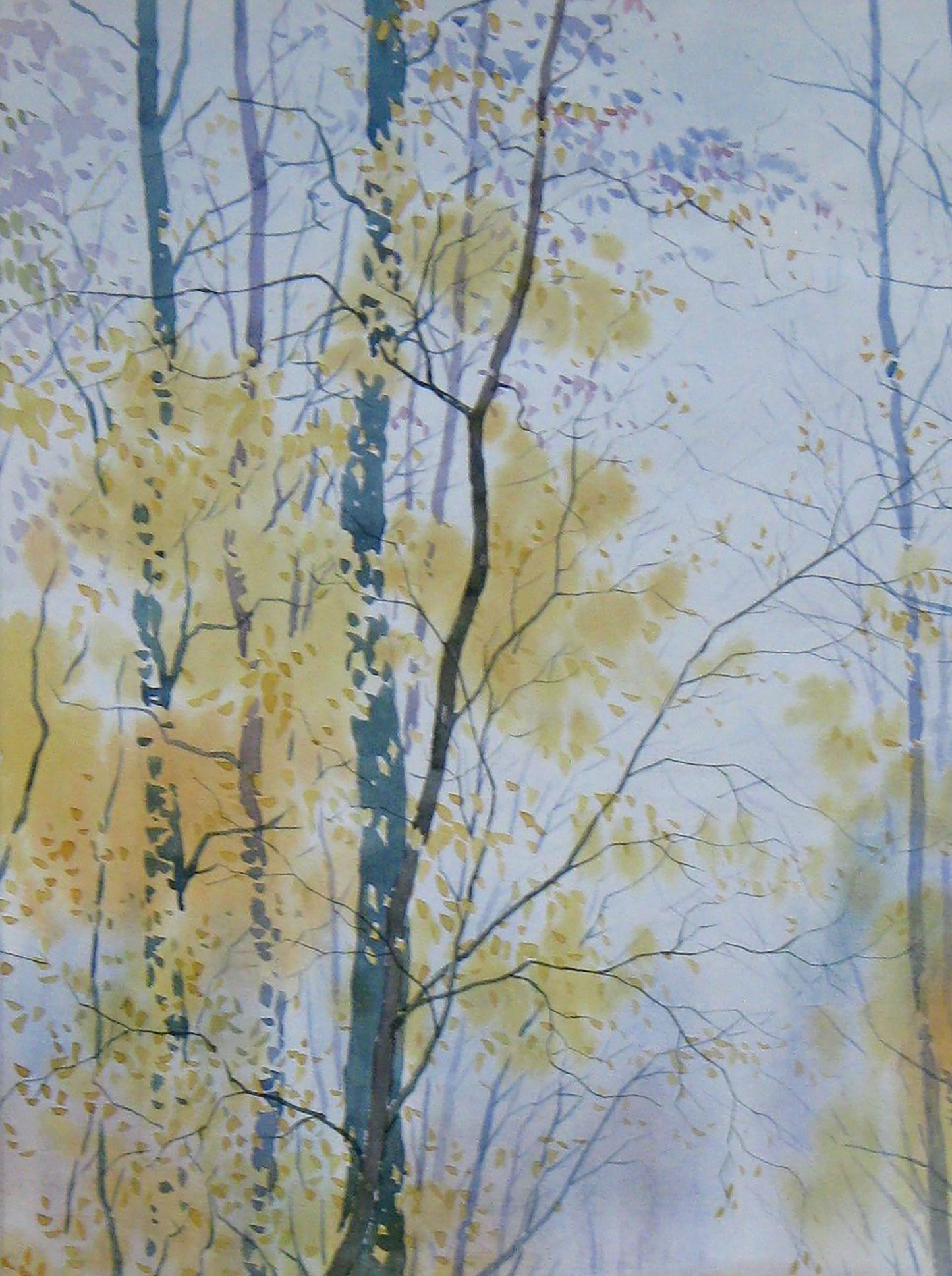 Watercolor painting Fallen leaves on the path Valery Savenets