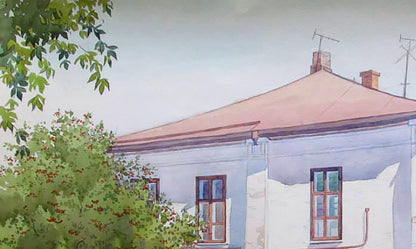 Watercolor painting House on Lermontovskaya Street Savenets Valery