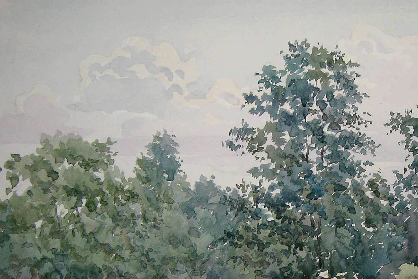 Watercolor painting Dense forest Savenets Valery