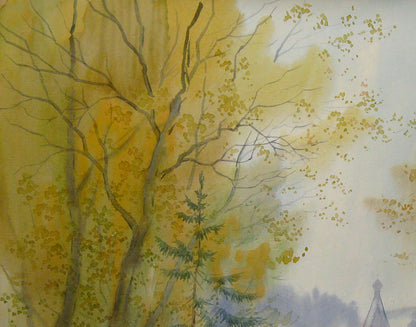 Watercolor painting October melody Savenets Valery