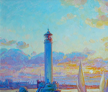 Oil painting Odessa. Vorontsovsky lighthouse Artim Dmitry