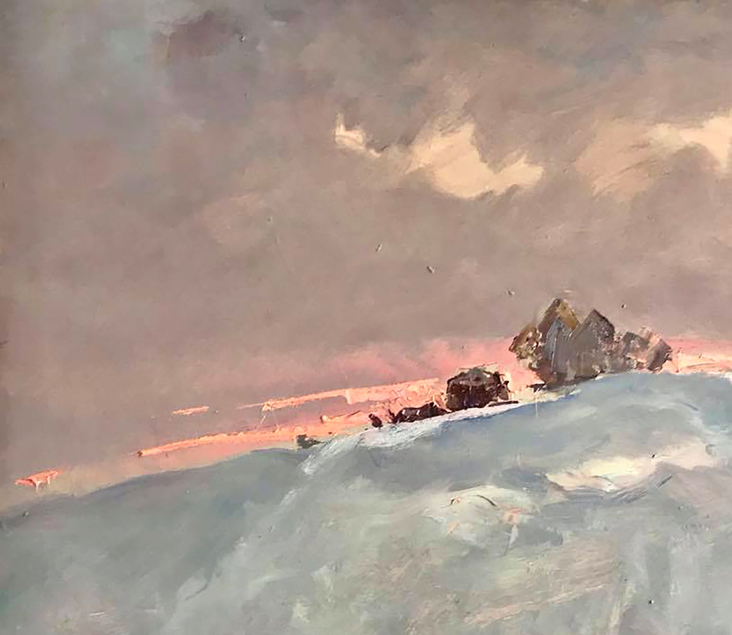 Oil painting Winter evening