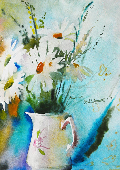 Watercolor painting Chamomile Egor Shvachunov