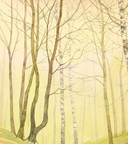 Watercolor painting April forest Valery Savenets