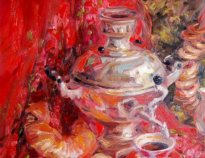 Oil painting still life  samovar Artim Olga