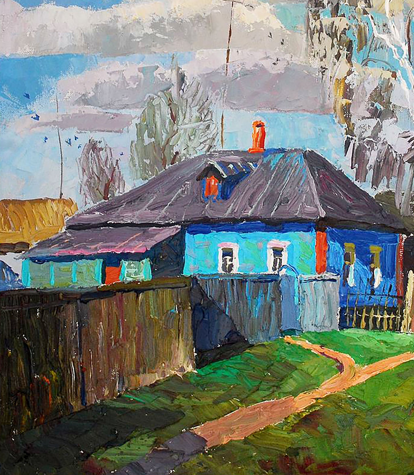 Oil painting Spring in the city of Divination Egor Shvachunov