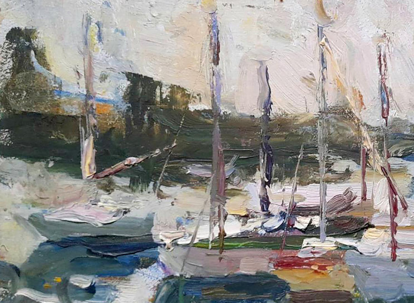 Oil painting City Yacht Club Ivan Kovalenko