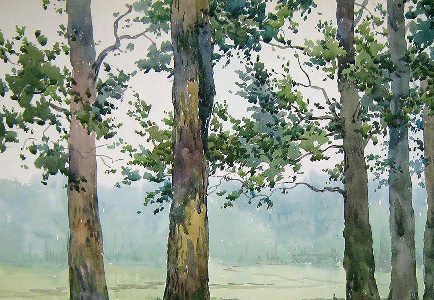 Watercolor painting Cloudy morning Savenets Valery