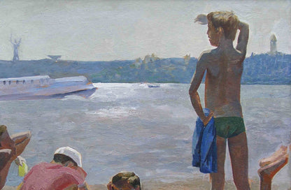 Oil painting In Hydropark Chichkan Leonid Illich