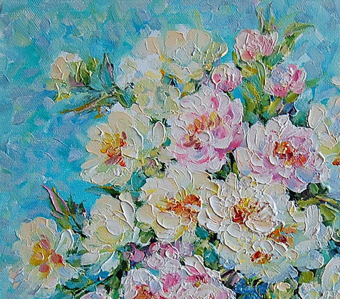 Oil painting White flowers still life  