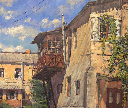 Oil painting Shadows of the old yard Osnach Olesia