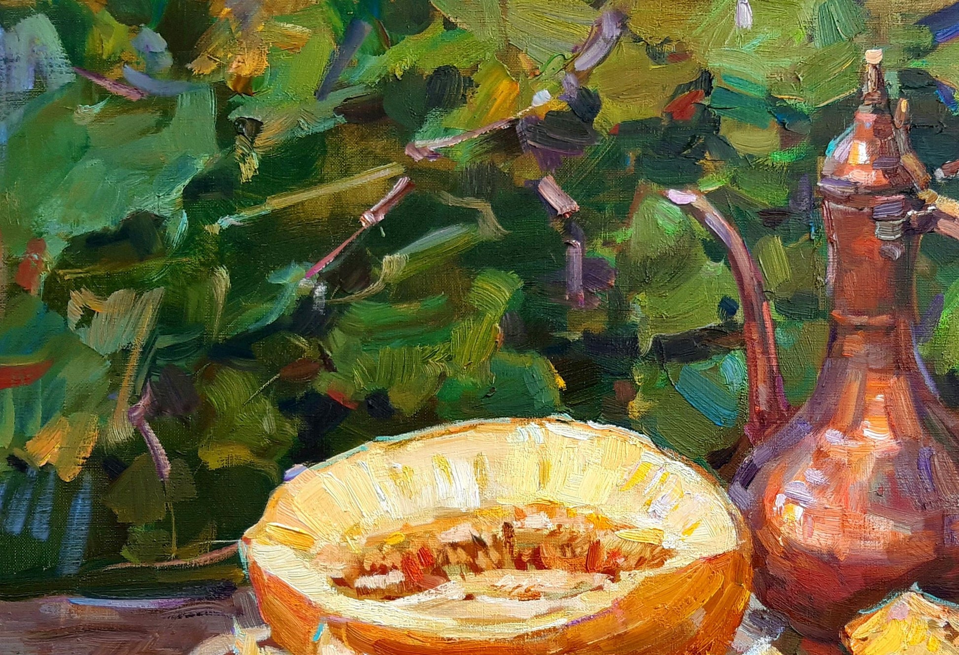 Oli painting Kumgan and melon still life Pereta Vyacheslav