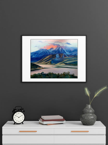 Oil painting Sunset behind the mountains Serdyuk Boris Petrovich