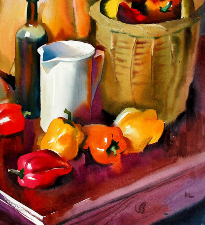 Watercolor painting Still life with pumpkin Egor Shvachunov