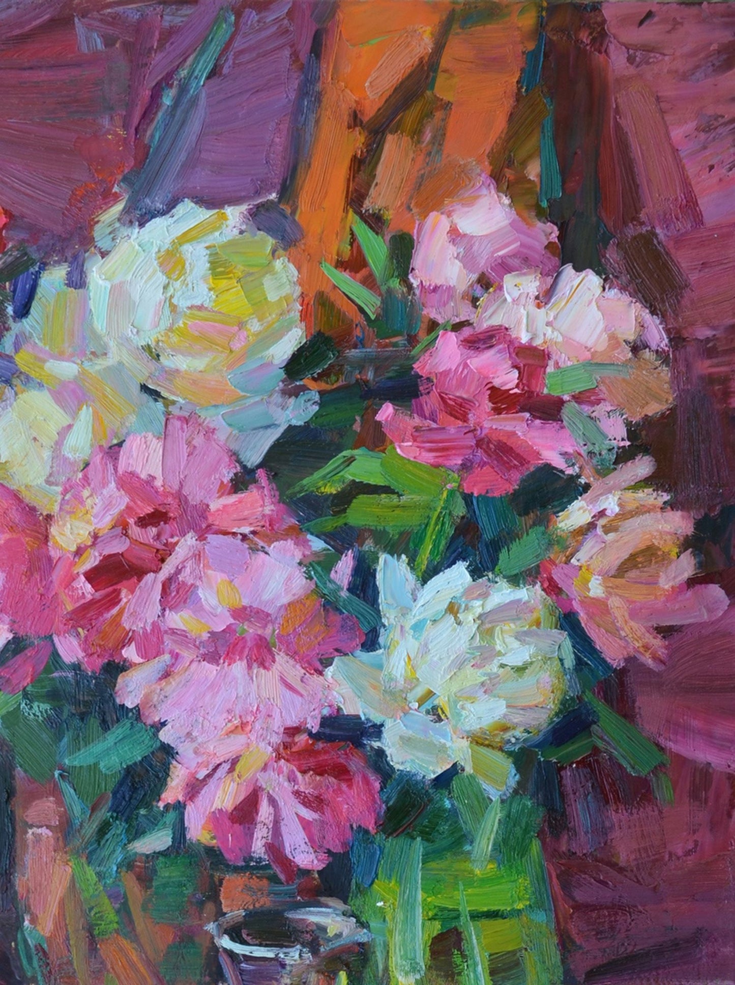 Oil painting Peonies Flowers  Pereta Vyacheslav