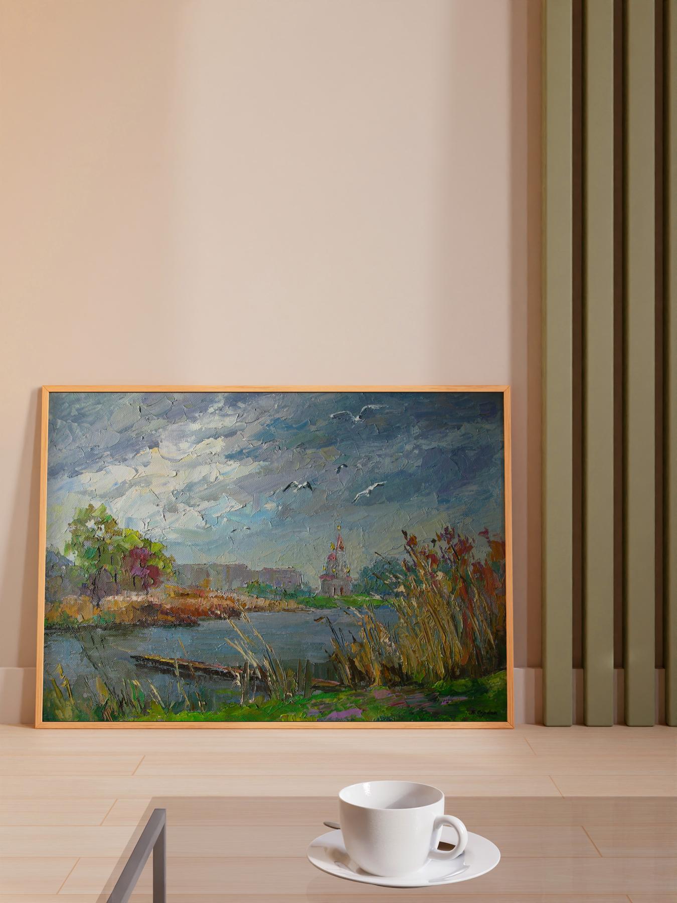 Oil painting Gulls over the river. Dry Kagamlyk / Serdyuk Boris Petrovich