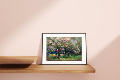 Oil painting Apple trees have blossomed Batrakov Vladimir Grigorievich