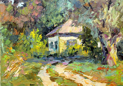 Oil painting Ukrainian village Serdyuk Boris Petrovich