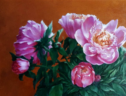 Oil painting Pink peonies Korkishko Vasily