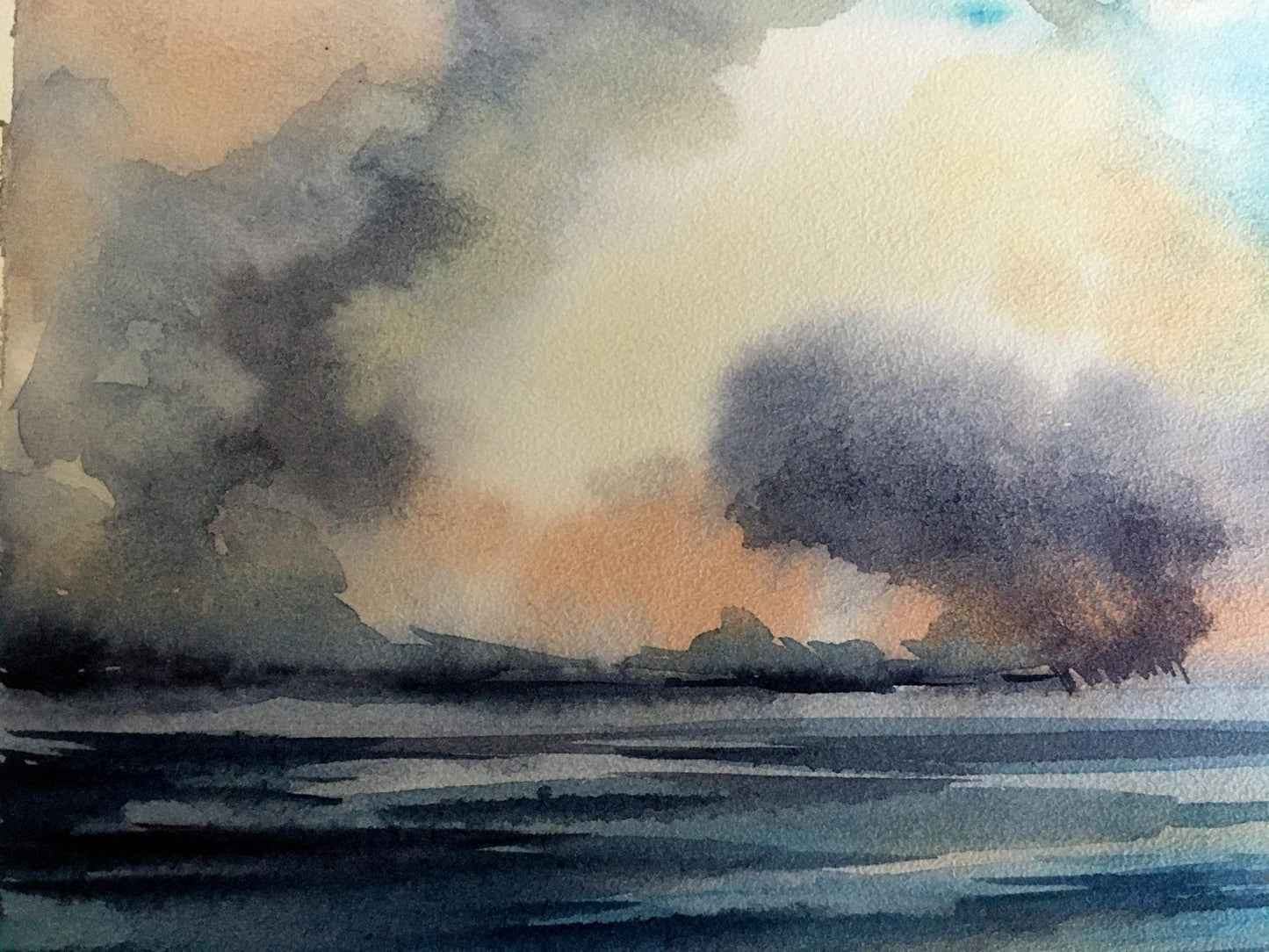 Watercolor painting Storm in the Black Sea Svetlana Gramm