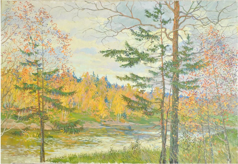 Oil painting Cloudy fall Savenets Valery