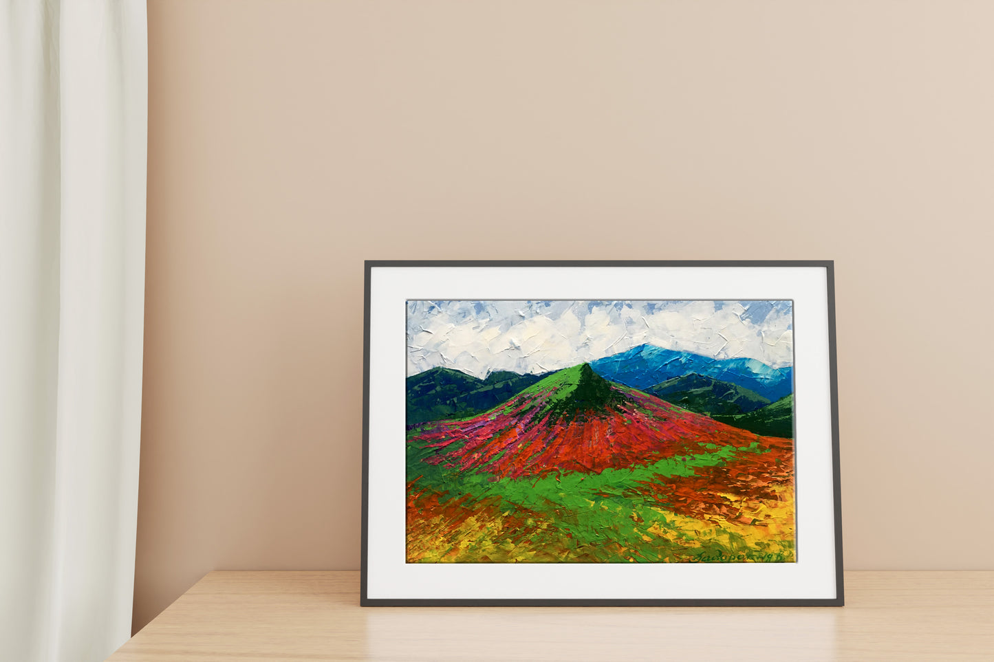 Oil painting Big mountain peak V. Zadorozhnya