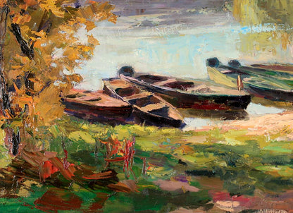 Oil painting Boats Serdyuk Boris Petrovich