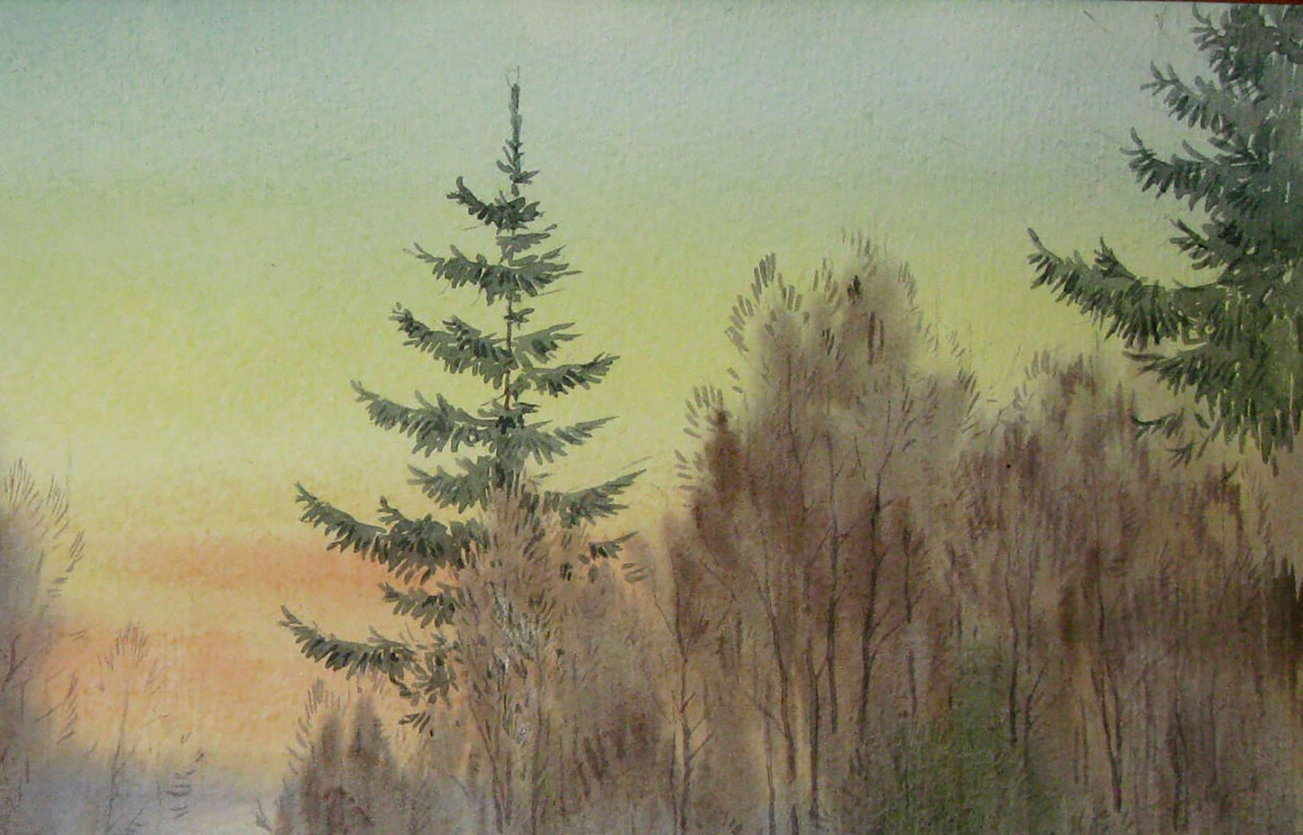 Watercolor painting Rest in the forest Savenets Valery