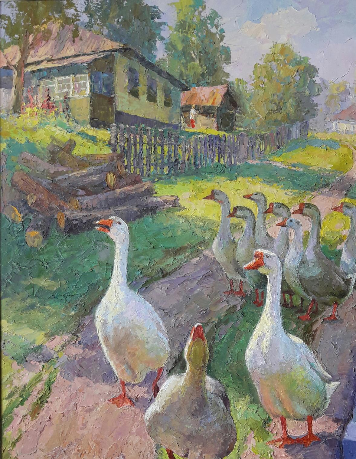 Oil painting Geese Serdyuk Boris Petrovich