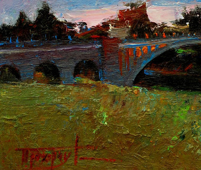 Oil painting City bridge Prohorchuk Daria