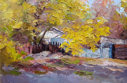 Oil painting fence under the sun Serdyuk Borys Petrovych
