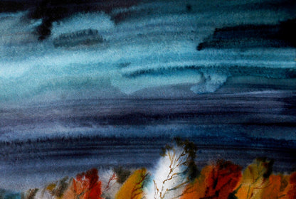Watercolor painting Cold fall Egor Shvachunov