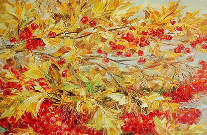 Oil painting Autumn still life  