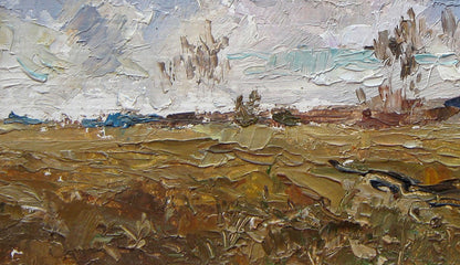 Oil painting Autumn field. Etude of Valery Savenets