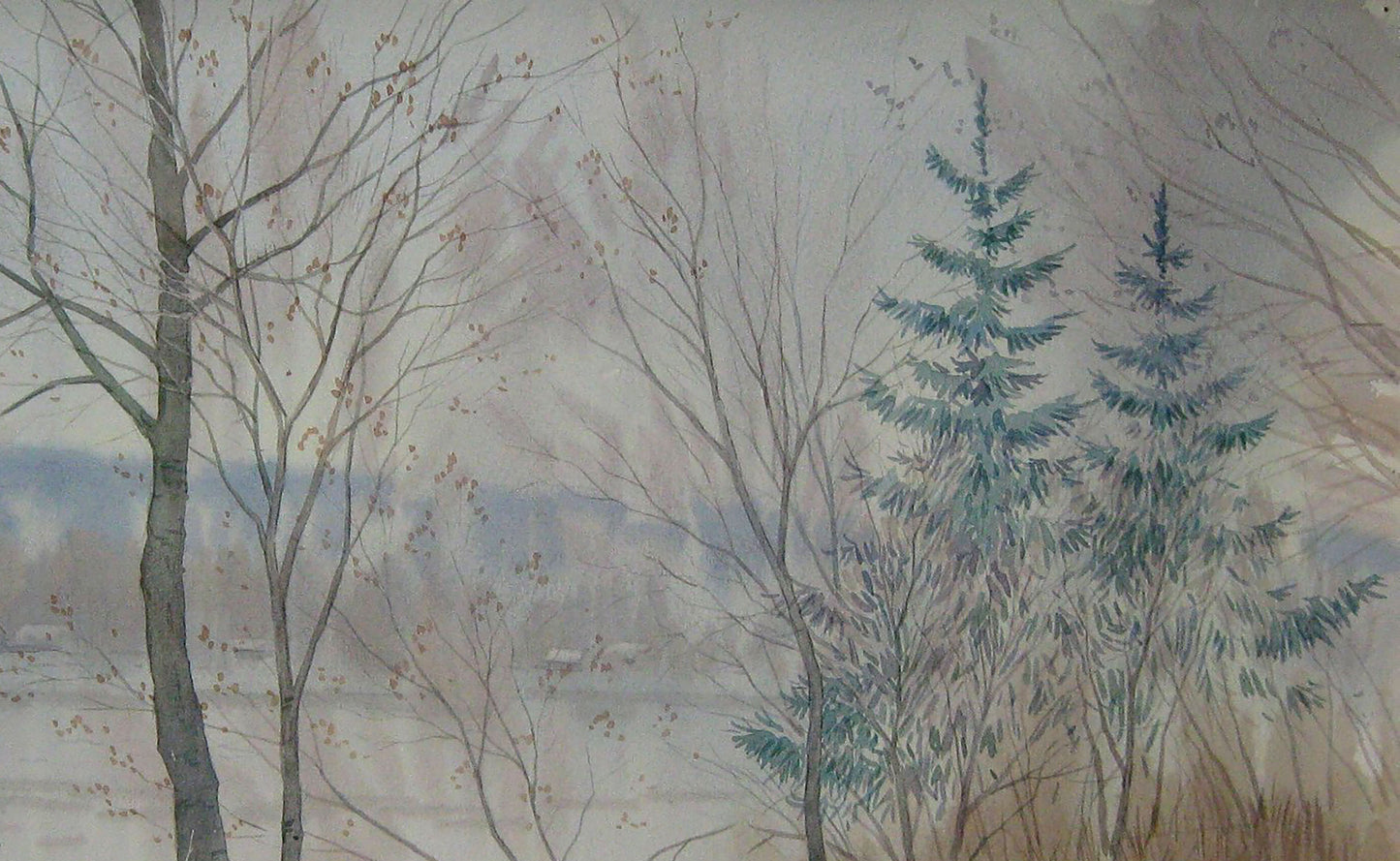 Watercolor painting Snow Savenets Valery
