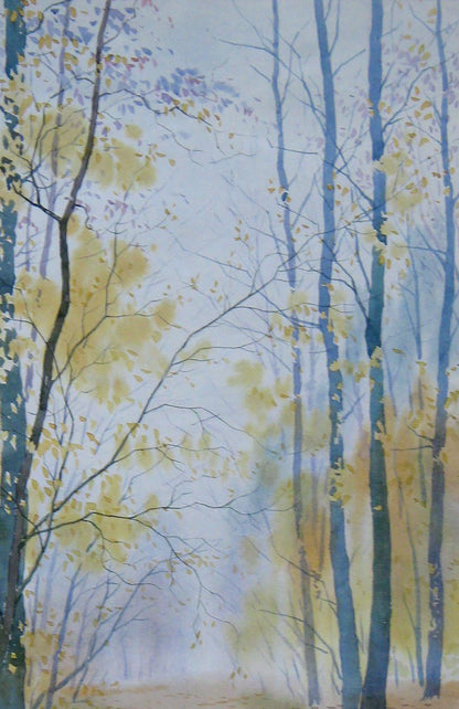 Watercolor painting Fallen leaves on the path Valery Savenets